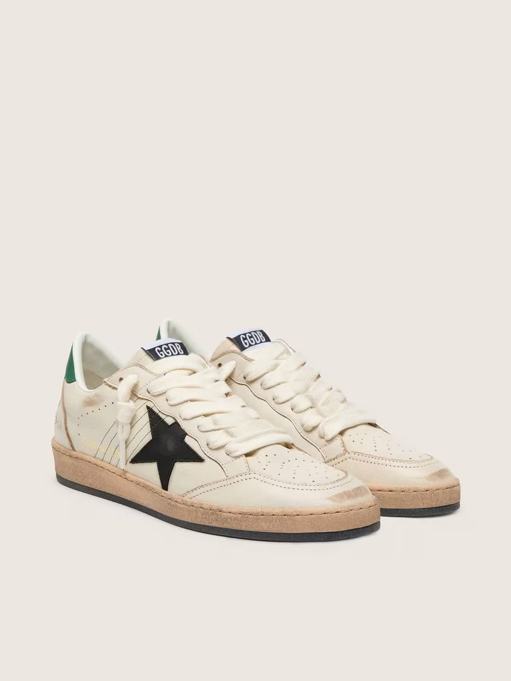 Men's Ball Star with black leather star and green leather heel