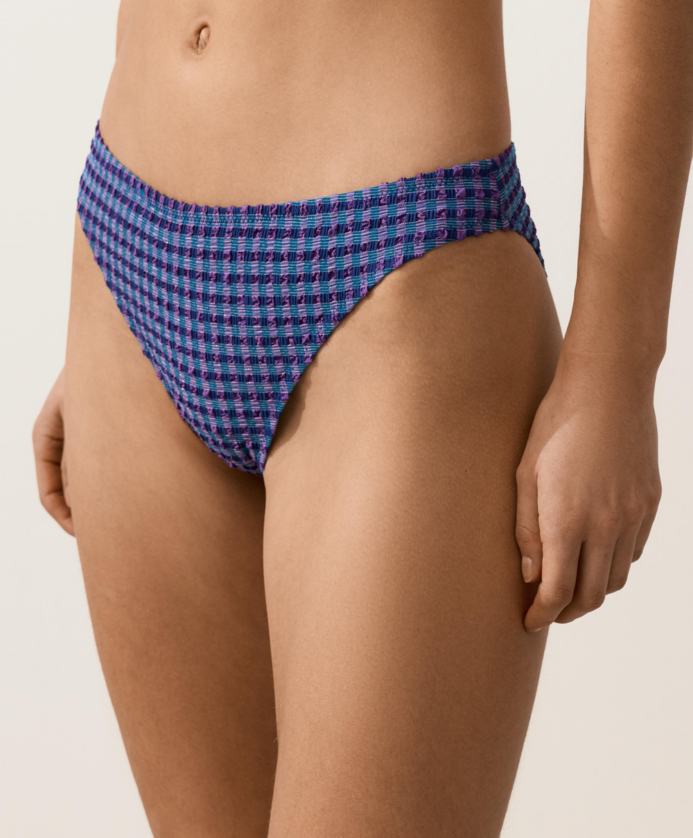 OYSHO Классические плавки бикини в клетку виши, темно-синий