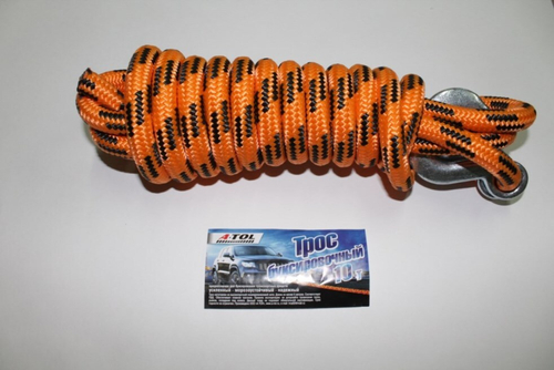 Трос буксир. (10 т) веревка плетен. 2 крюка /4,5 м/ усилен. (A-TOL)