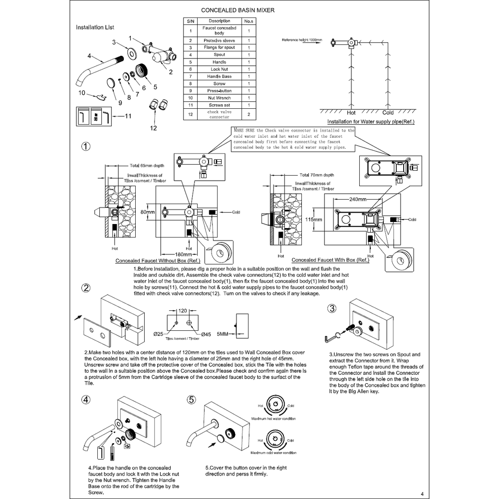 Смеситель для раковины автоматический Boheme Tech 158/2-MG С ВНУТРЕННЕЙ ЧАСТЬЮ,Matt Gold