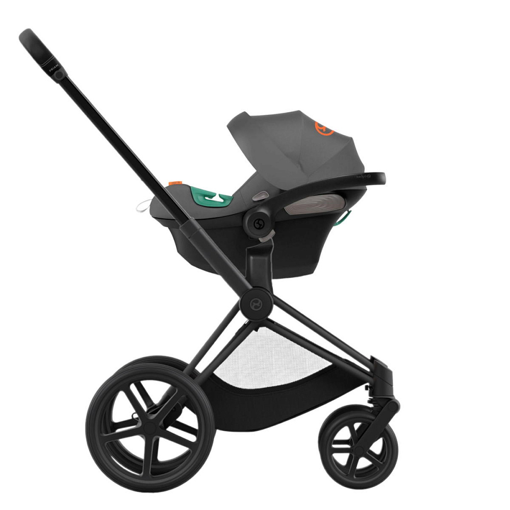 Коляска 3 в 1 Cybex Priam IV Matt Black complete и автокресло Aton S2 i-Size Lava Grey Off White