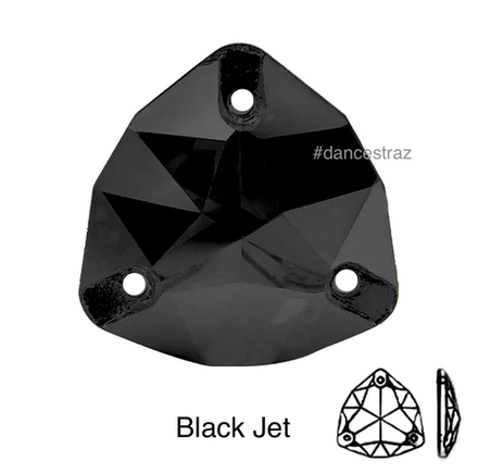 Стразы пришивные, Fat Triangle, Black Jet, 280, 17mm, (72 ea/pkg), 5A+, (F2)