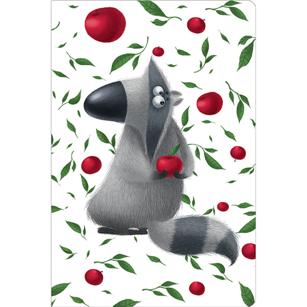 Блокнот "Енотик" А6 96 листов, твердая ламинированная обложка соффтач, ляссе