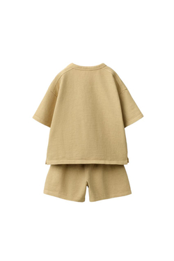 ZARA КОМПЛЕКТ ИЗ ФУТБОЛКИ И БЕРМУД, ГОРЧИЧНЫЙ