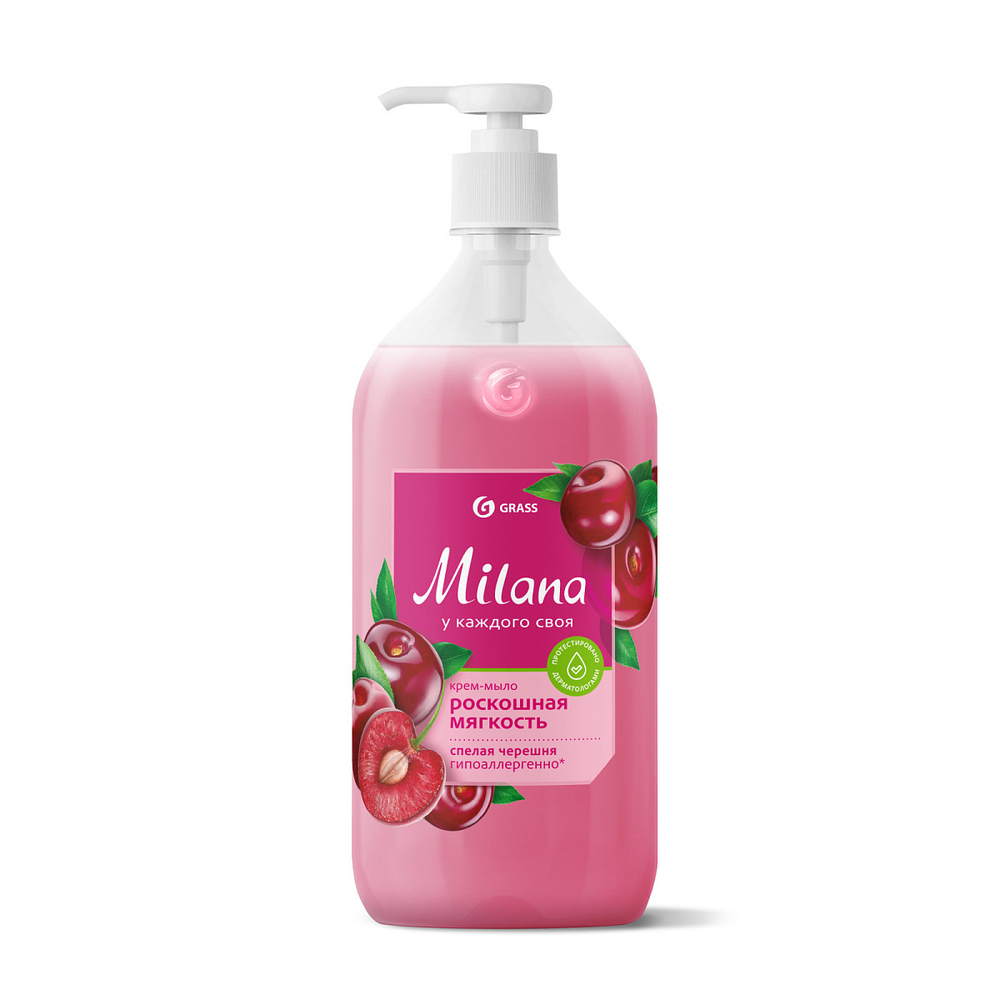 Крем-мыло жидкое увлажняющее "Milana спелая черешня" 1 л