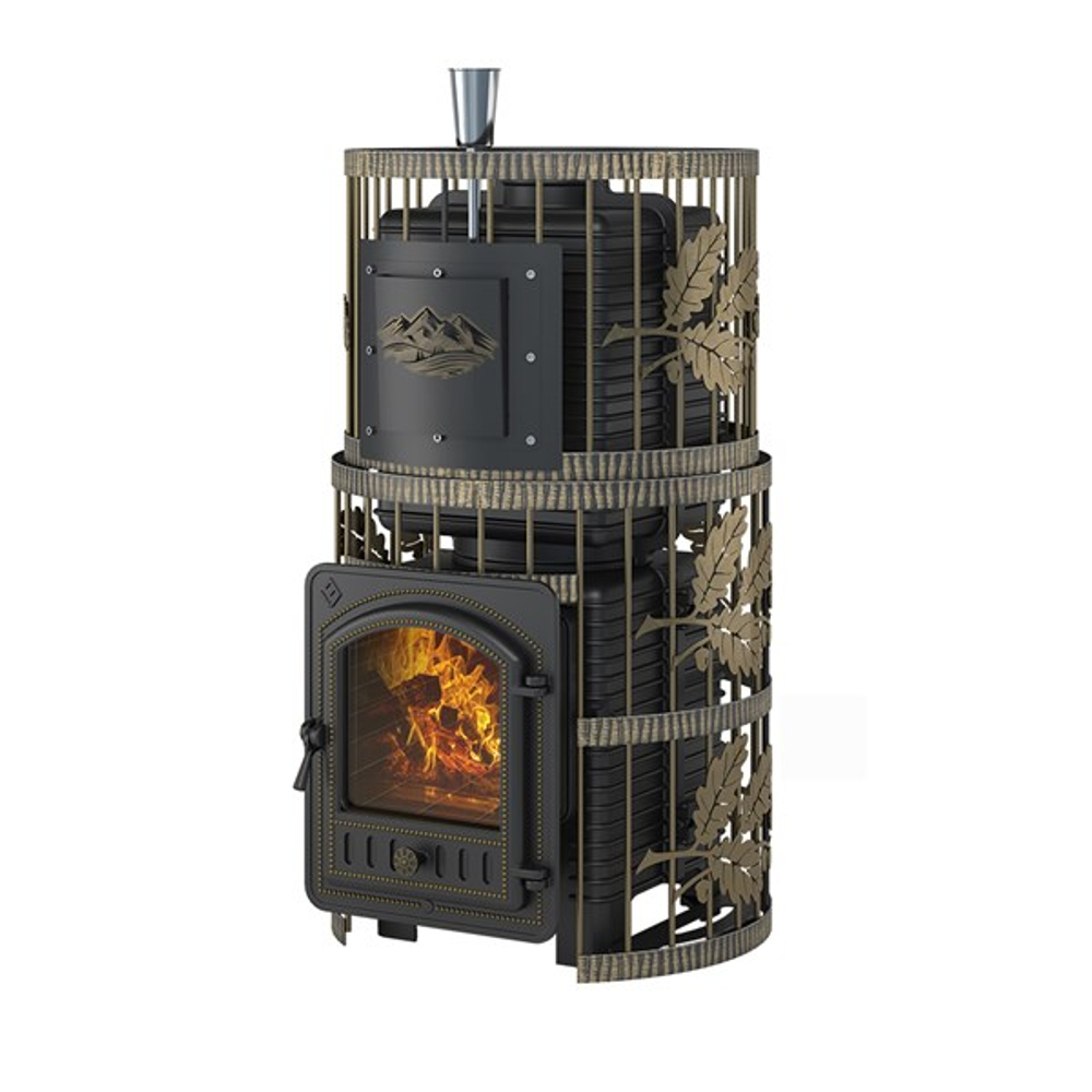 Печь для бани Эверест "Легкий пар Профи" Ковка Б/В (чугунная закрытая каменка)