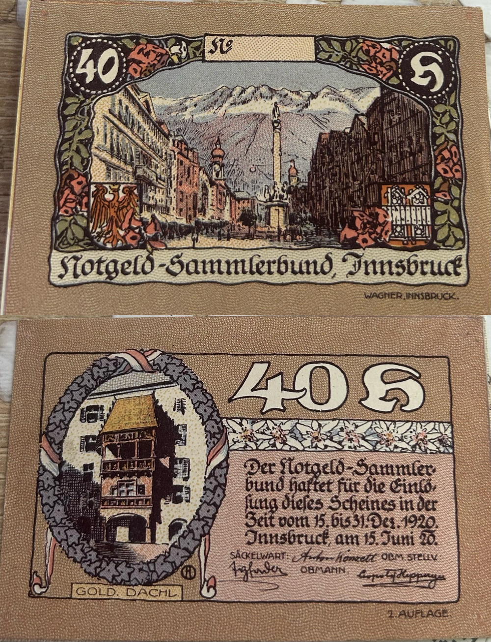 Австрия 40 геллеров 1920 Инсбрук aUNC