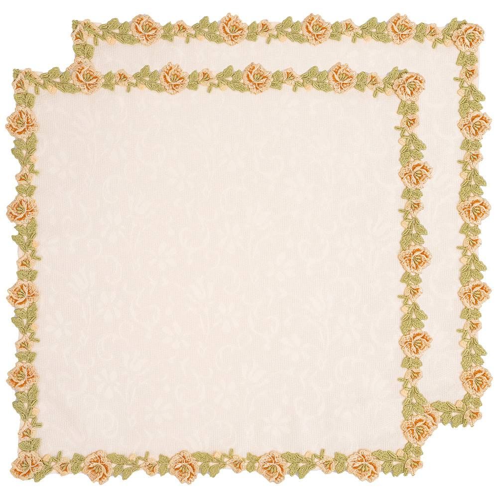 НАБОР САЛФЕТОК ИЗ 2-Х ШТ "НЕГА",40Х40СМ, 100% ПЭ, С КРУЖЕВОМ