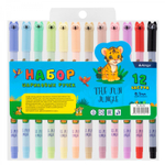 Набор шариковых ручек Alingar, "Тигренок", 12 цветов, 0,7 мм, на масляной основе, цветной пластик. корпус, ПВХ чехол, европодвес