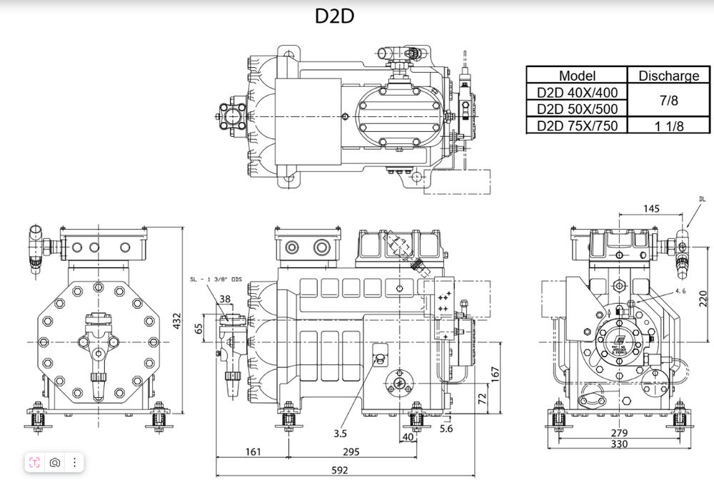 Поршневой полугерметичный компрессор Copeland D2DL-40X