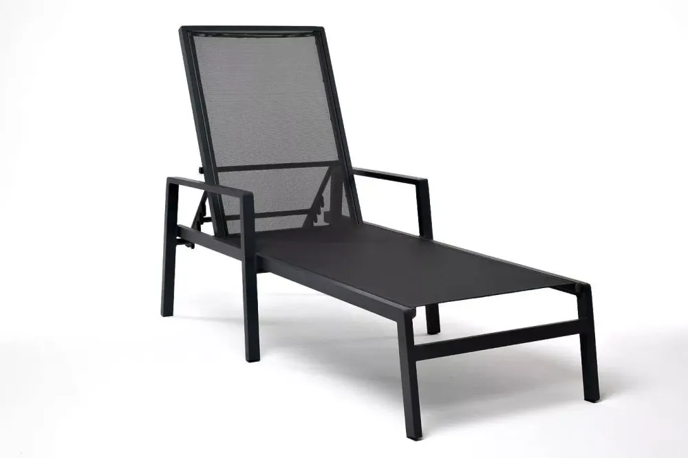 "Парма" шезлонг из алюминия темно-серый (RAL7024) муар, ткань текстилен темно-серая