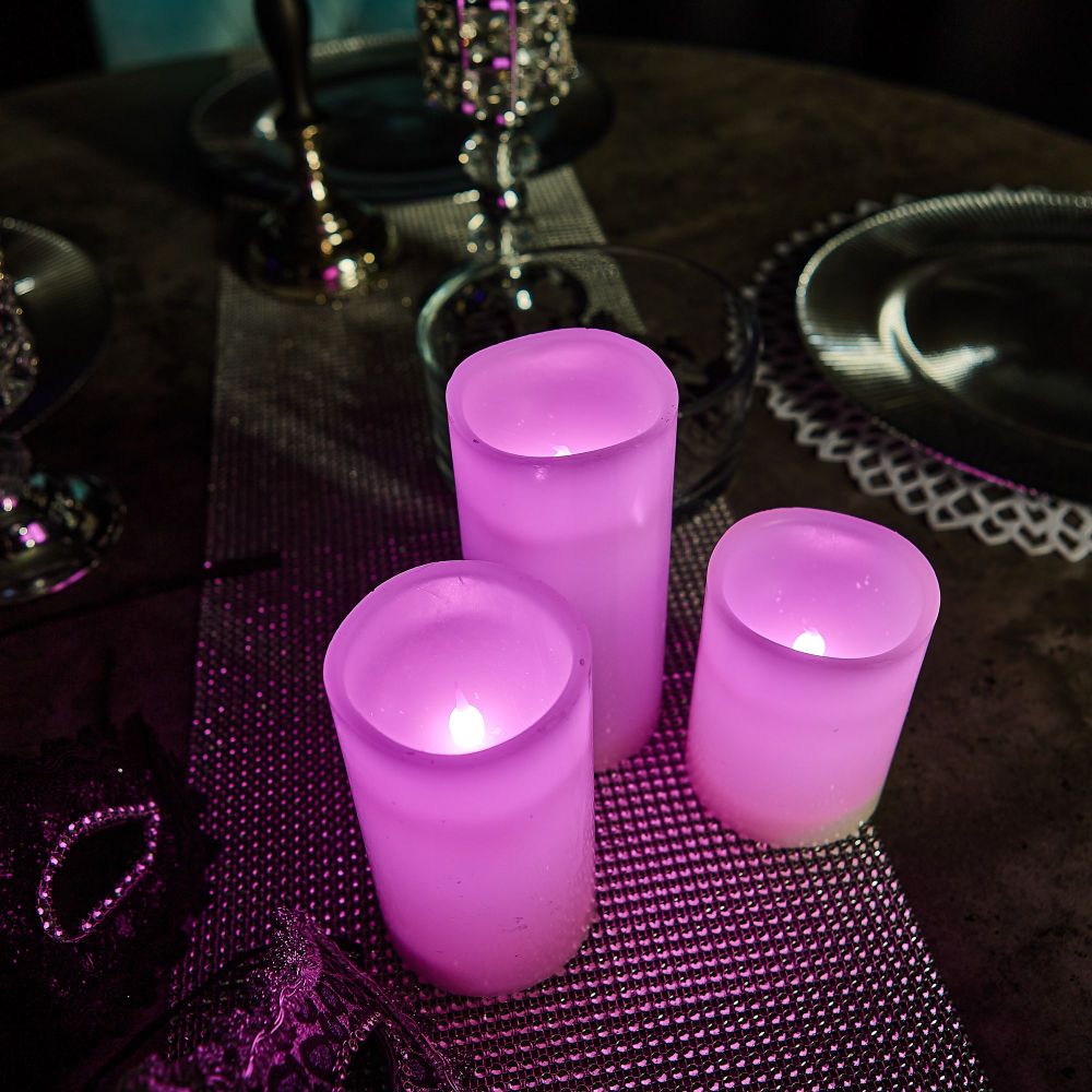 ULD-F052 RGB RC CANDLE SET3 Фигура светодиодная Свеча на батарейках 2АА не в-к. в составе набора из 3 штук. 1 светодиод. RGB свет. Пульт ДУ в-к. TM Uniel