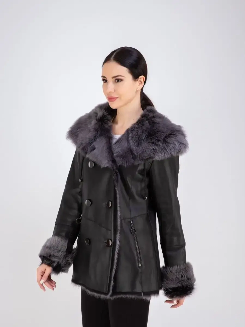 Дубленка женская зима натуральная с капюшоном тоскана Турция
