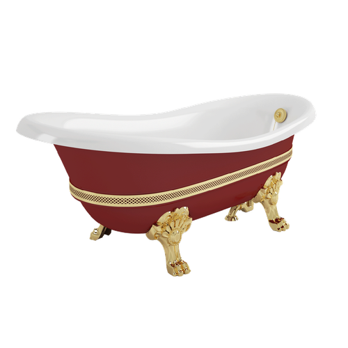 Ванна Migliore Bella на лапах с декором  красная/золото ножки MIGLIORE 170х80см 26976