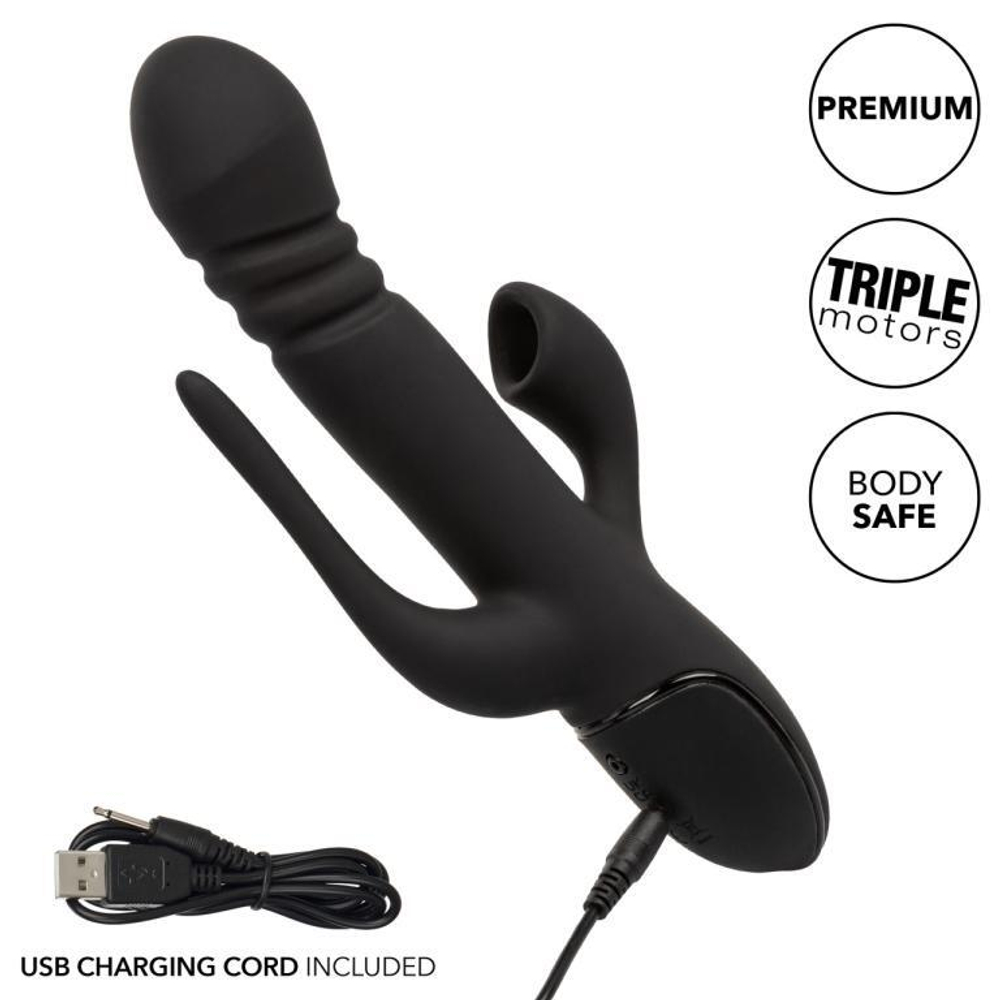 Черный тройной вибромассажер Triple Euphoria (Цвет: черный)