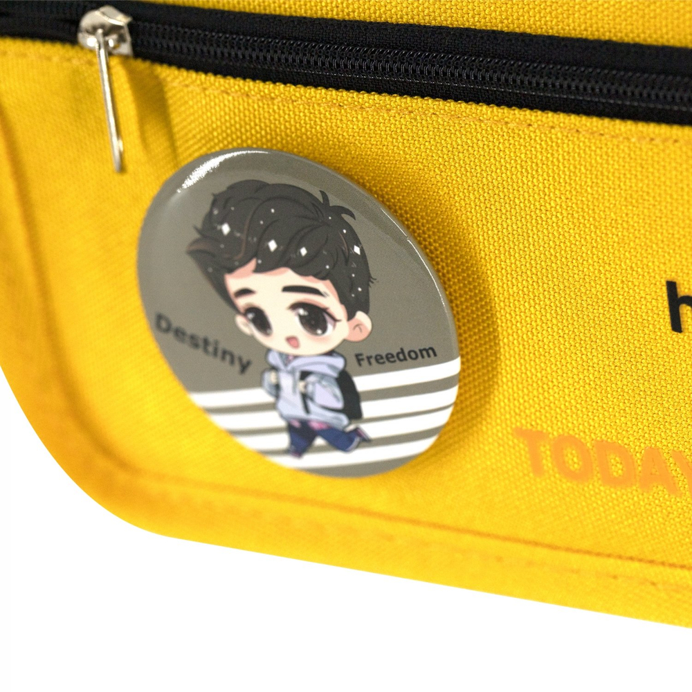 Пенал - косметичка Alingar, ПВХ, молния, боковой карман, значок-мальчик, 90 х 210 мм, "How are you today", жёлтый (надпись)