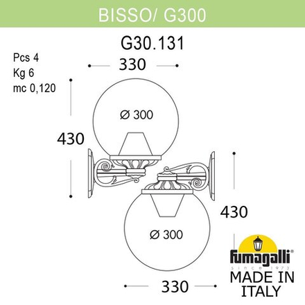 Светильник уличный настенный FUMAGALLI BISSO/G300 G30.131.000.BXF1RDN