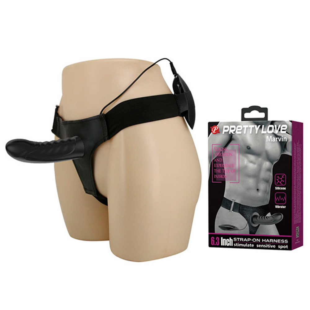 Мужской вибрострапон 16,2см на трусиках Pretty Love Harness Marvin Strap-On BW-022054