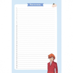 Блокнот 120х170 мм, скрепка, Контэнт-Канц, ламин. картон, выб-лак, 32 л., диз.вн.блок в клетку, "Аниме. Мальчик с мечом и воронами", темно-серый