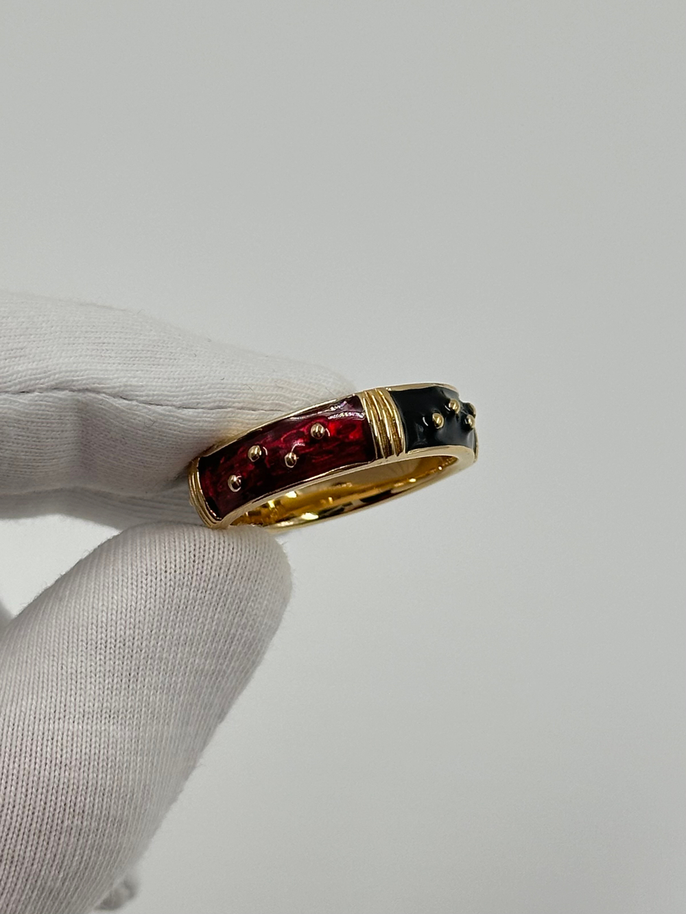Кольцо с красной и чёрной эмалью Joan Rivers