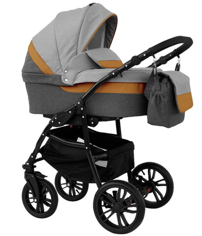 Детская коляска Alis Alvaro 2 в 1 Al 05 т.серый+св.серый+рыжая кожа
