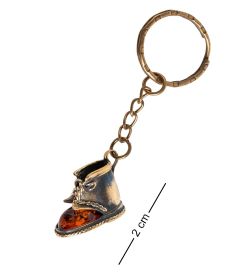 AM- 006 Брелок «Ботинок» (латунь, янтарь)