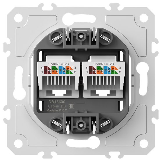 Механизм розетки RJ45 + RJ45 (двойная) cat.6/ClassE-8/8,  серия DB
