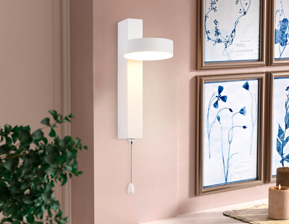 Настенный светодиодный светильник с выключателем FW160 WH белый LED 3000K 6W 265*95*135