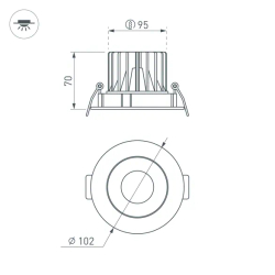 Светильник MS-FORECAST-BUILT-TURN-R102-12W Day4000 (WH-WH, 32 deg, 230V) (Arlight, IP20 Металл, 5 лет) 037098