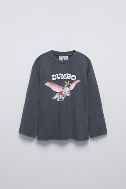ZARA ФУТБОЛКА С ПРИНТОМ «ДАМБО» © DISNEY, АНТРАЦИТОВО-СЕРЫЙ