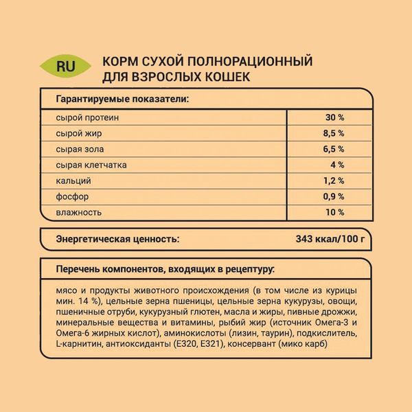 Уценка! Повр. упак./ Сухой корм Glance для стерилизованных кошек с курицей