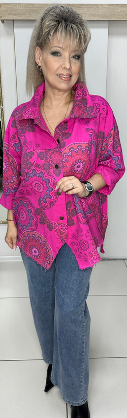 Яркий, цветной, джинсовый жакет-рубашка