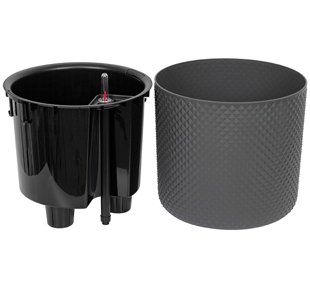 Кашпо ФАСЕТ 3,5л D180мм H=165мм вставка и автополив, с индикатором уровня воды