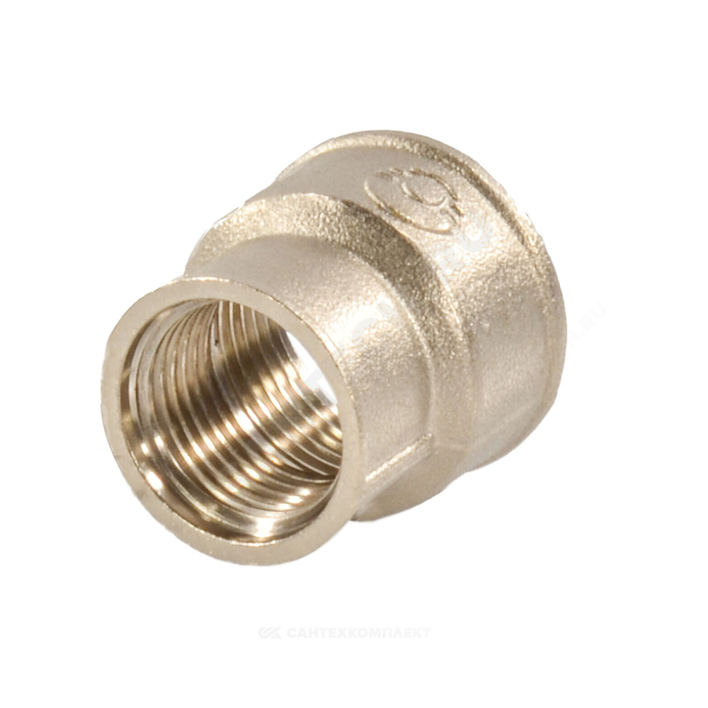 Муфта латунь никель переходная Ду 25х15 (1"х1/2") ВР/ВР VALFEX VF.240.N.100.012