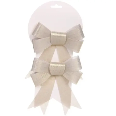 Бант на ёлку «Волшебство» 14*18 см (набор 2 шт), Перламутр