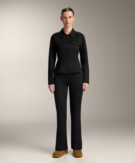 OYSHO Расклешенные брюки с высокой посадкой и эффектом неопрена, черный