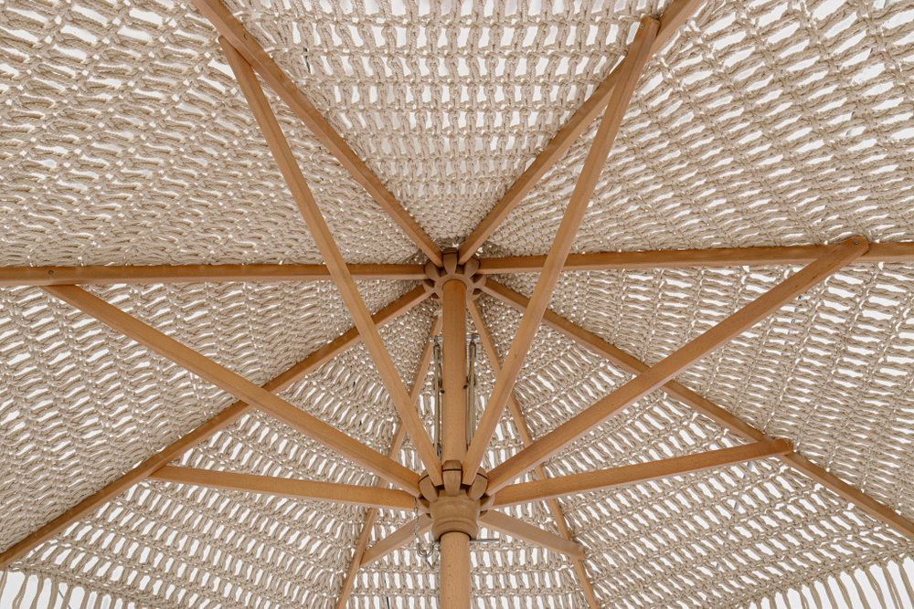 Зонт садовый плетеный Ø2.5 м Tagliamento Boho Macrame, натуральный