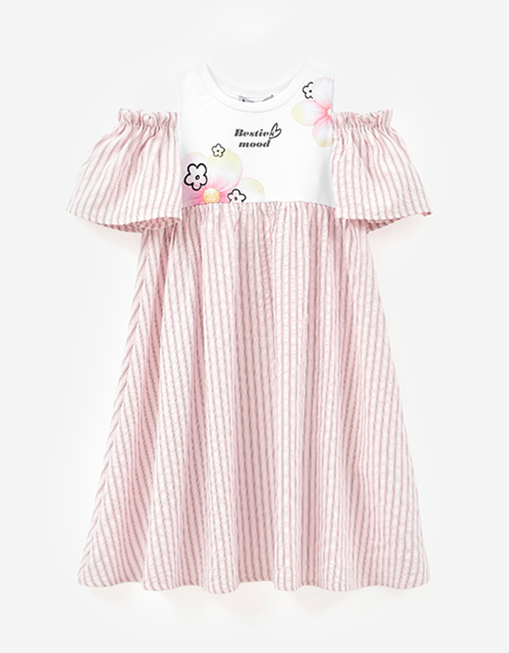 Платье сарафан розовое полоска