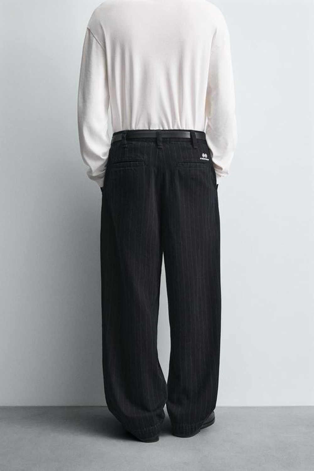 ZARA БРЮКИ BALLON В ПОЛОСКУ, СИНИЙ