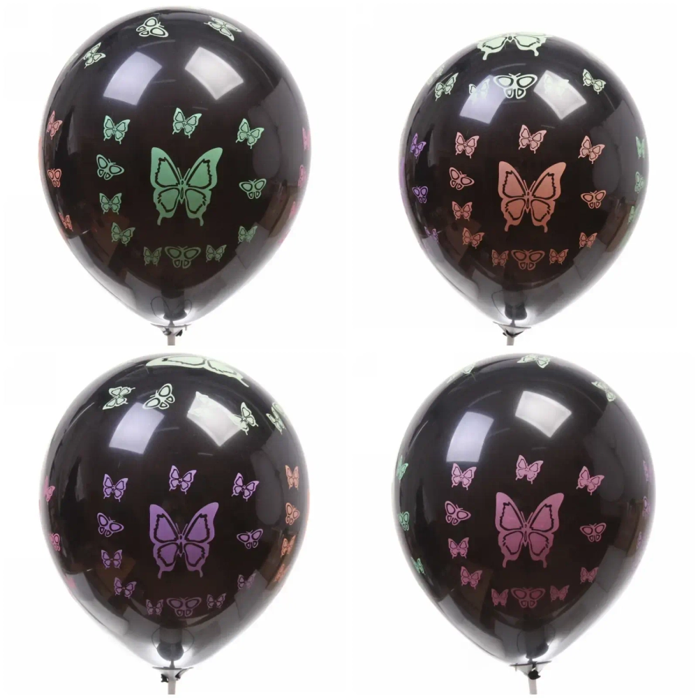 Воздушные шары 25 шт, 12»/25см «Бабочки» , микс