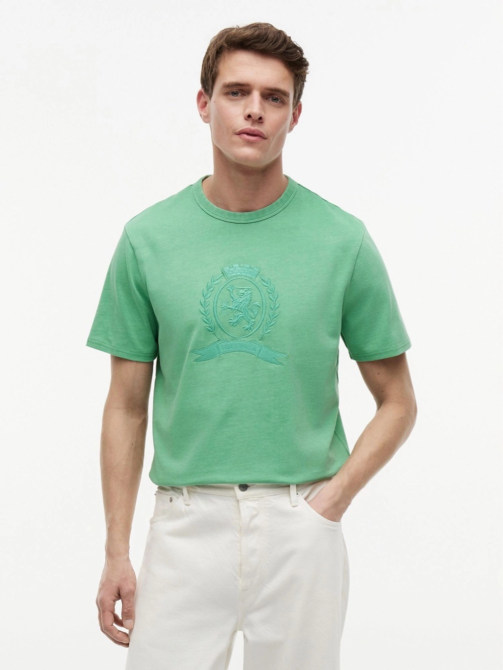 Футболка Tommy Hilfiger Laurel Leaf Logo Garment-Dyed Fort Green