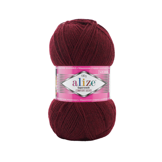 ALIZE "SUPERWASH COMFORT", 75% шерсть, 25% п/а, 100 гр, 420 м, Бордовый