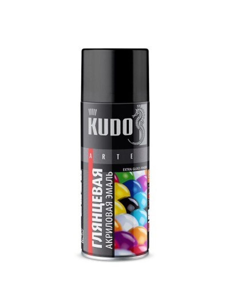 Краска спрей KUDO акрил. Черная глянцевая RAL 9005 520 мл (KUDO)