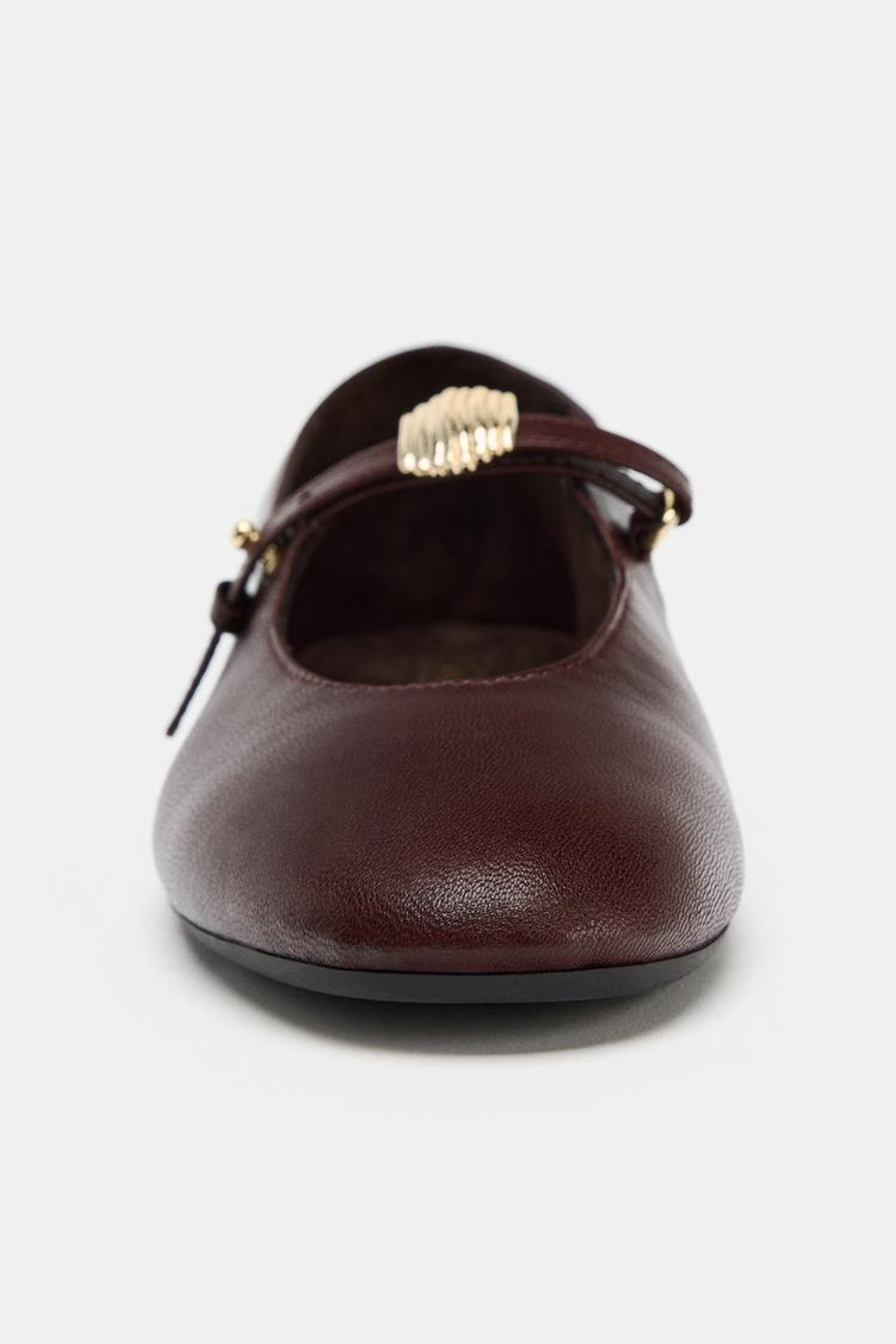 ZARA МЯГКИЕ КОЖАНЫЕ БАЛЕТКИ, БОРДОВО-КРАСНЫЙ