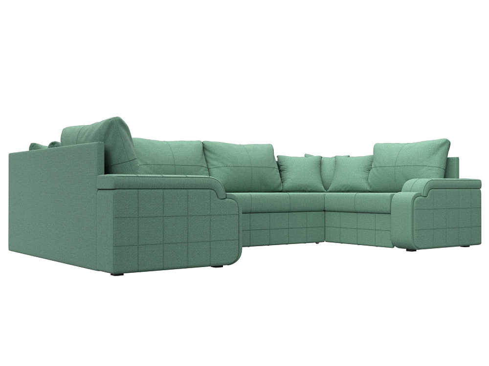 Диван П-образный Николь, Амур 11 зеленый, Рогожка, 125912