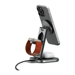 Складная зарядная станция MagSafe Satechi для iPhone, Apple Watch и AirPods (Qi2) (ST-Q31FM-EA) Беспроводная зарядка: Qi 15 Вт, Qi 5 Вт, магнитное крепление для быстрой зарядки Apple Watch (Qi 5 Вт). Проводная зарядка: нет. Сертификации MFi и Qi2. Есть LE