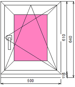 Пластиковое окно 610 х 500 ТермА Эко c поворотно-откидной створкой