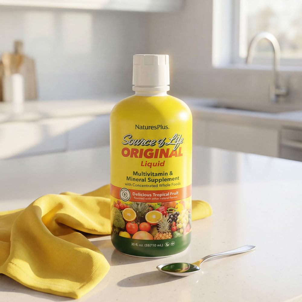 NaturesPlus, Source of Life, жидкая мультивитаминная и минеральная добавка, тропические фрукты, 887,10 мл (30 жидк. Унций)