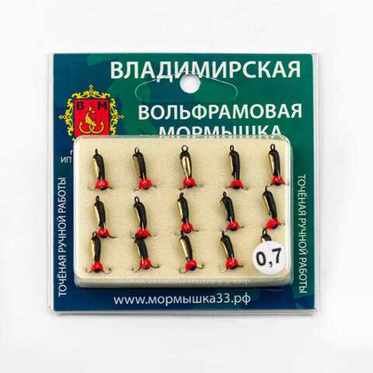 Мормышка Владимирская 62 "Чертик тройник со стразом", с коронкой, 3мм, 0.7гр (15шт/уп)