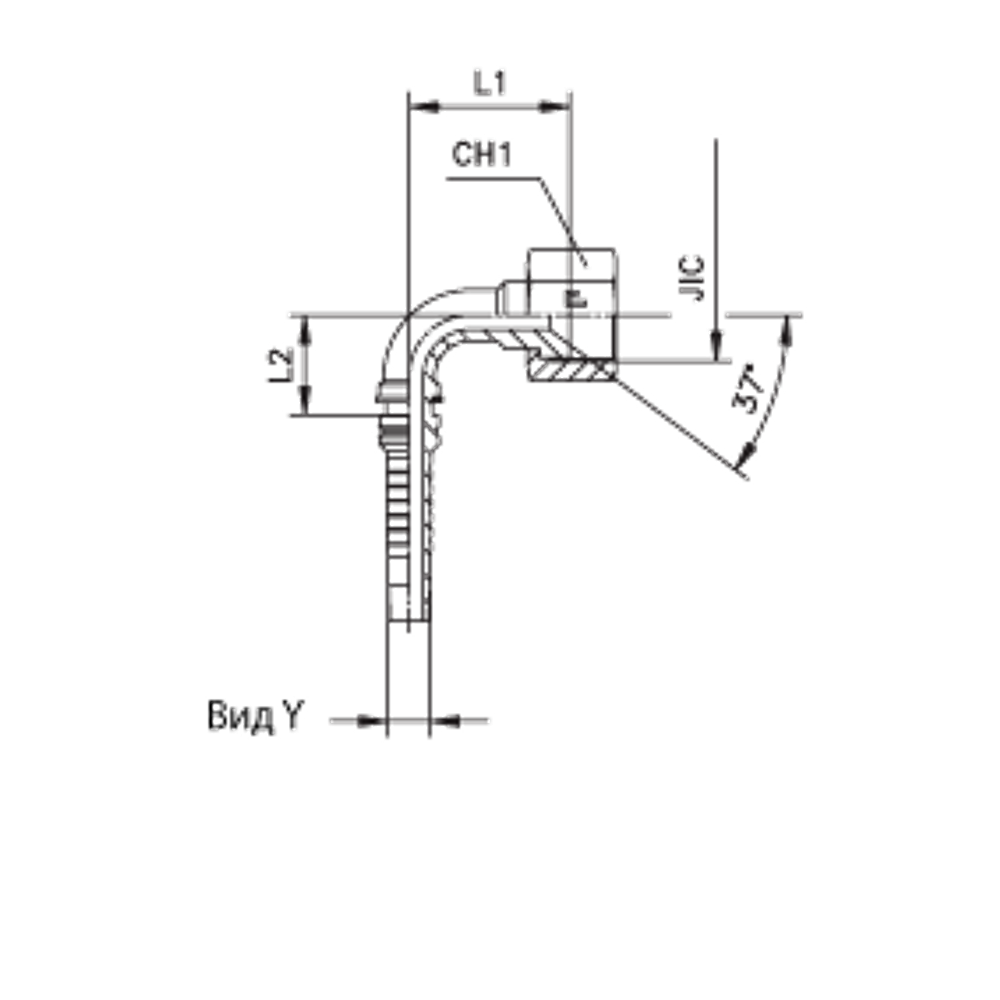 Фитинг DN 20 JIC (Г) 1.3/16 (90) Interlock